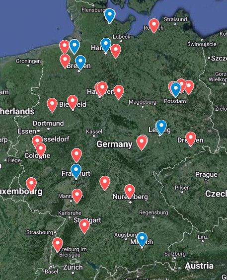 Map of polar research groups in Germany