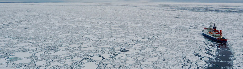Research ice breaker in the Arctic Ocean sea ice